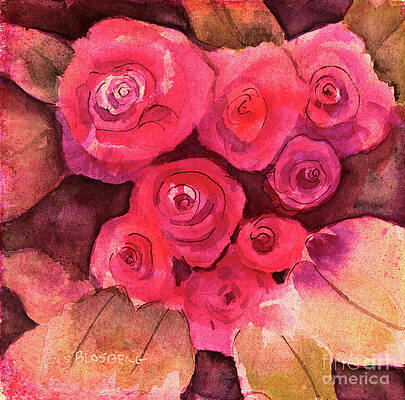 Wall Art featuring the painting Roses Nocturne by Lois Blasberg