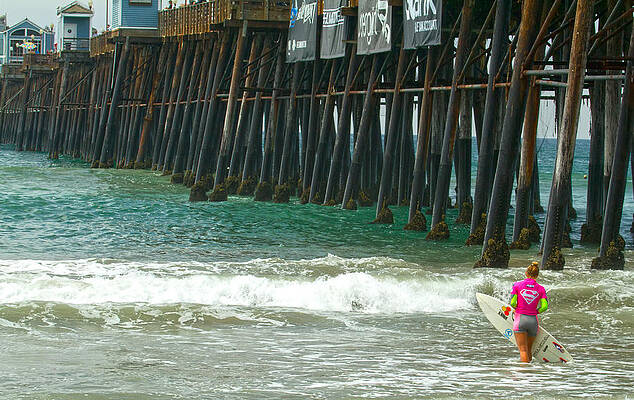 Surfer Wall Art featuring the photograph Sage Erickson Surfer Oceanside by Waterdancer