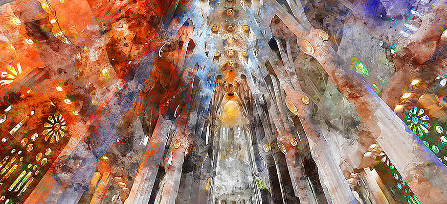 Historical Painting - Sagrada Familia - 13 by AM FineArtPrints