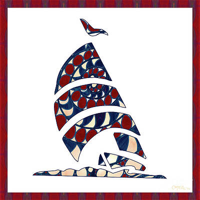 Wall Art featuring the digital art Sailboat Nautical Nursery Art By Omashte by Omaste Witkowski