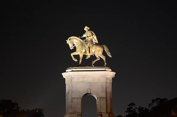 Equestrian Statue at Night Wall Art