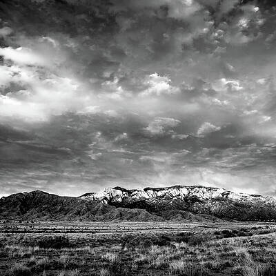 Sky Wall Art featuring the photograph Sandia Mountains Black And White Print by Howard Holley
