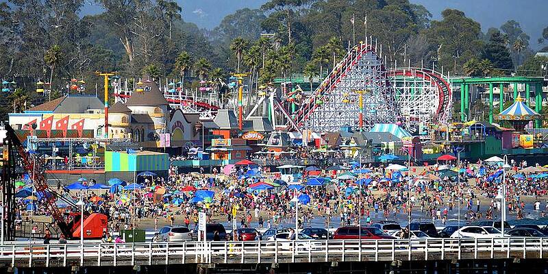 Usa Wall Art featuring the photograph Santa Cruz Boardwalk by KJ Swan