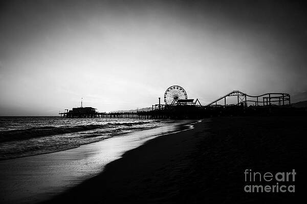 California Wall Art featuring the photograph Santa Monica Pier Black And White Photography by Paul Velgos
