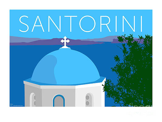 Greece Digital Art - Santorini Dome - Blue by Sam Brennan