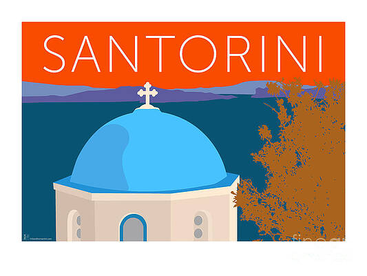 Greece Digital Art - Santorini Dome - Orange by Sam Brennan