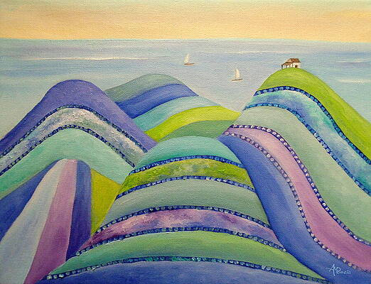 Landscape Painting - Sapphire Hills by Angeles M Pomata