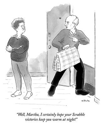 Break Wall Art featuring the drawing Scrabble Victories by Emily Flake