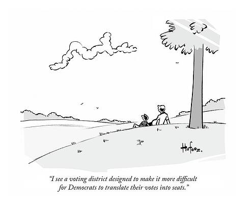 Political Cartoon with Two People Sitting Drawing