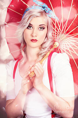 Wall Art featuring the photograph Sexy Blonde Vintage Pinup Girl. Field Of Dreams by Jorgo Photography