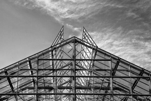 Geometric Glasshouse Against Sky Photograph
