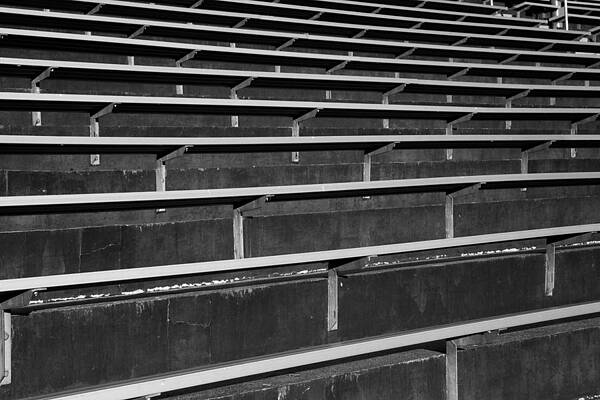 Empty Bleachers in Black and White Photograph