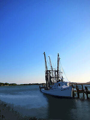 Wall Art featuring the digital art Shrimpboat by Gina Harrison