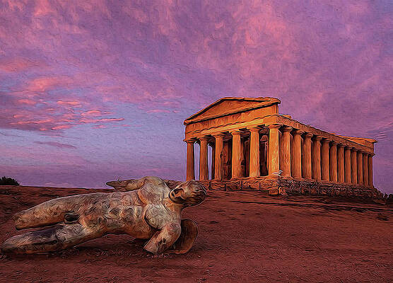 Historical Painting - Sicily, Agrigento And The Valley Of The Temples - 05 by AM FineArtPrints