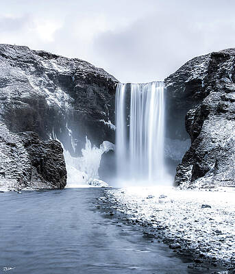 Majestic Skogafoss Waterfall in Winter Wall Art