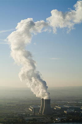 Landscape Photograph - Smoke Emitting From Cooling Towers Of Tricastin Nuclear Power Plant by Sami Sarkis Photography