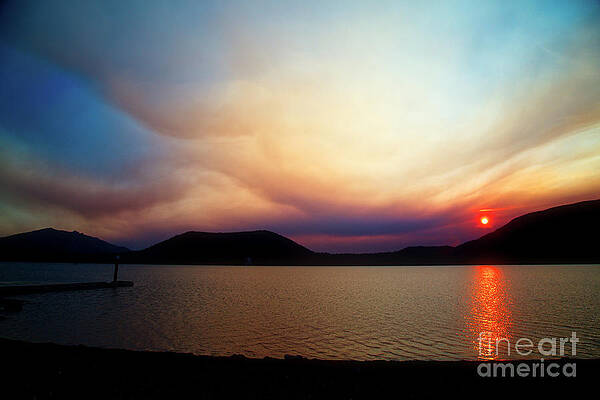 Oregon Photograph - Smokey Sunset Over East Lake by Bruce Block