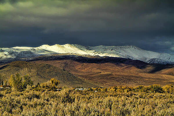 Wall Art featuring the photograph Snow Covered Mountain In Carson City, Nevada by Waterdancer