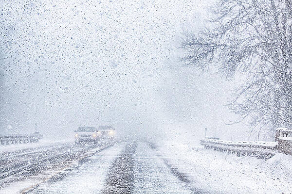 Winter Wall Art featuring the photograph Snow Squall Driving In Canada by Tatiana Travelways