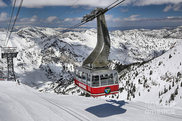 Ski Lift Above Snowy Mountains Wall Art