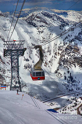 Snow-Covered Mountain Cable Car Wall Art