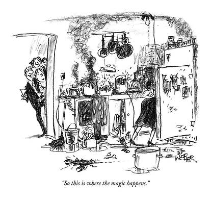 Chaotic Kitchen Scene Drawing