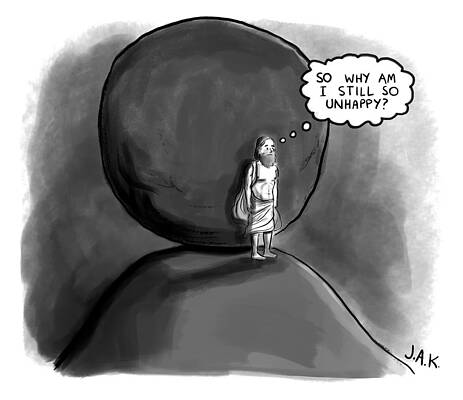 Sisyphus Unhappy on the Hill Wall Art