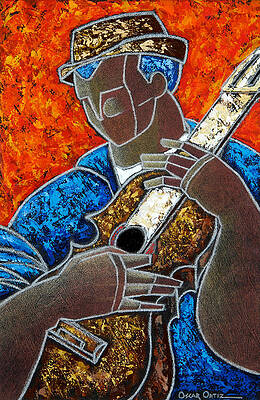 Puerto Rico Wall Art featuring the painting Solo De Cuatro by Oscar Ortiz