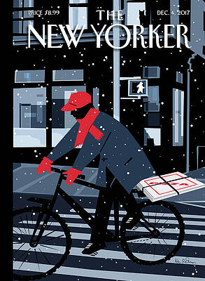 Snowy City Cyclist Digital Art