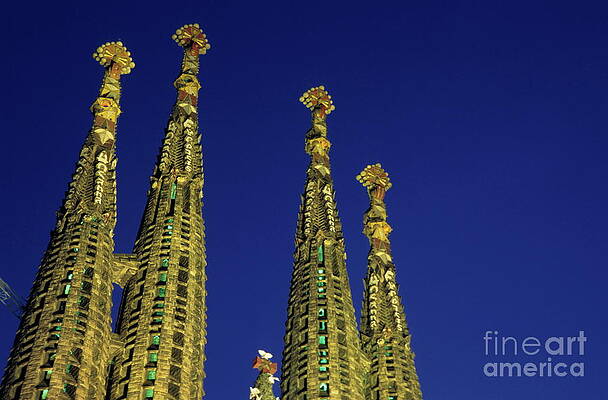 Wall Art featuring the photograph Spires Of The Sagrada Familia Cathedral At Dusk by Sami Sarkis Photography