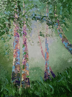 Wall Art featuring the painting Springtime Birch by Raette Meredith