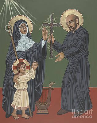 Wall Art featuring the painting St Hildegard And St Ignatius- Viriditas by William Hart McNichols