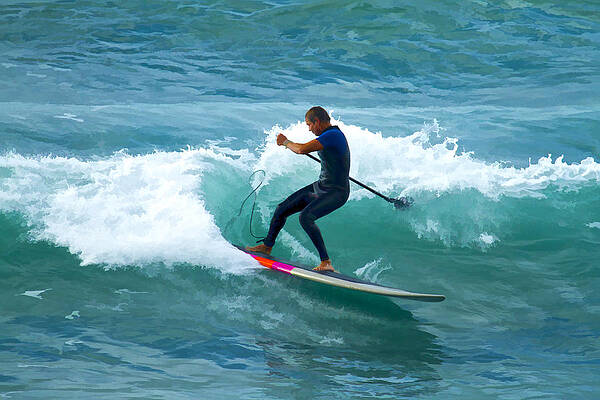 San Diego Wall Art featuring the digital art Standup Paddle Boarder by Waterdancer