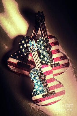 Patriotic Miniature Guitars Wall Art