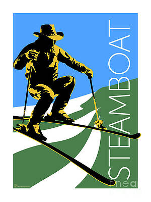 Skiing Digital Art - Steamboat Blue by Sam Brennan