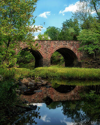 Confederate Wall Art featuring the photograph Stone Bridge Reflection by American Landscapes