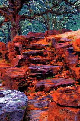 Wall Art featuring the painting Stone Steps In Autumn by Jeffrey Kolker