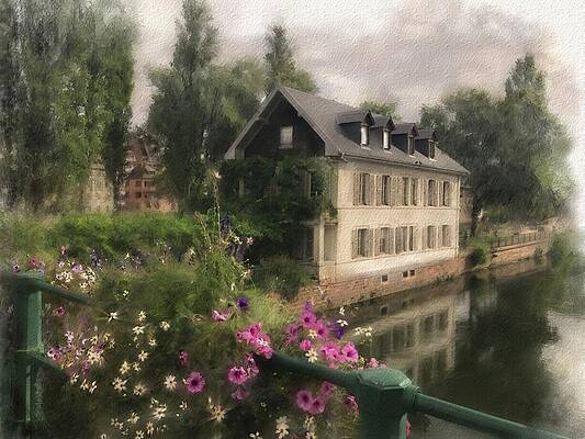 Flower Digital Art - Strasbourg Bridge by Gina Harrison