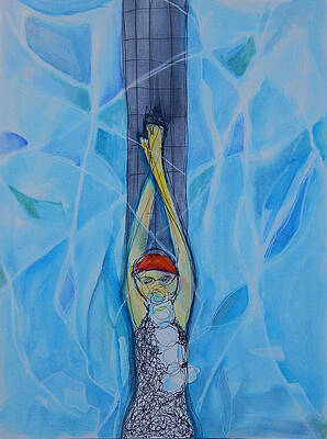 Swimming Wall Art featuring the mixed media Streamline.MaryMConner by Mary Conner