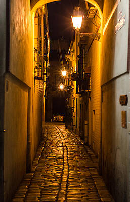 Architecture Photograph - Streets Of Seville At Night by AM FineArtPrints