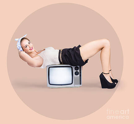 Wall Art featuring the photograph Strong Pinup Girl Doing Fitness Exercises by Jorgo Photography