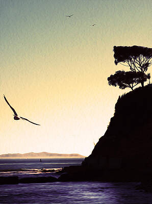 Seaside Cliff at Sunset Wall Art