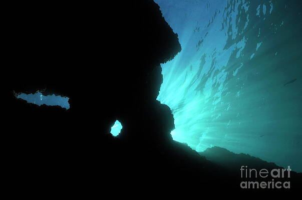 Outdoors Wall Art featuring the photograph Sunbeams And Holes In Underwater Cave by Sami Sarkis Photography