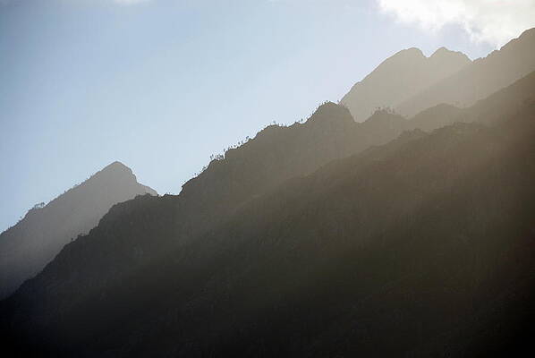 Wall Art featuring the photograph Sunbeams On Mountain Summits Nearby Stellenbosch by Sami Sarkis Photography