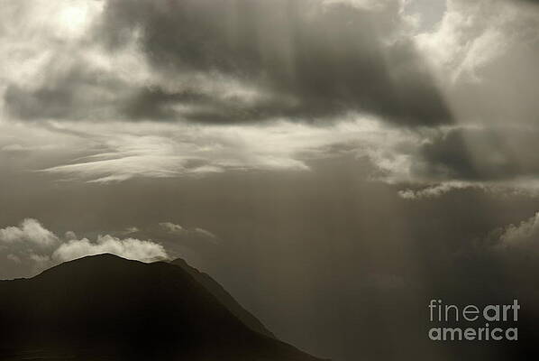 Wall Art featuring the photograph Sunbeams On Mountains By Cloudy Day by Sami Sarkis Photography