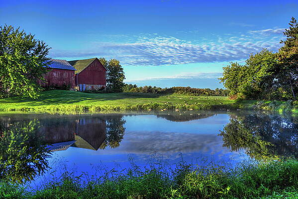 Wis Photograph - Sunrise Farm Pond Reflection by Dale Kauzlaric