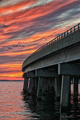 Obx Photograph - Sunset At Virginia Dare Memorial Bridge 4854 by Dan Beauvais