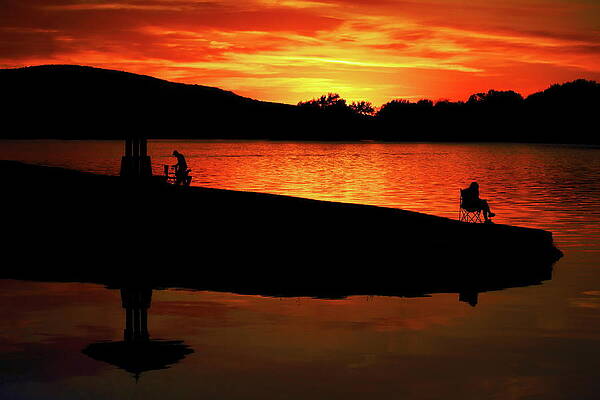 Wall Art featuring the photograph Sunset Fishing At Memorial Park by Dale Kauzlaric