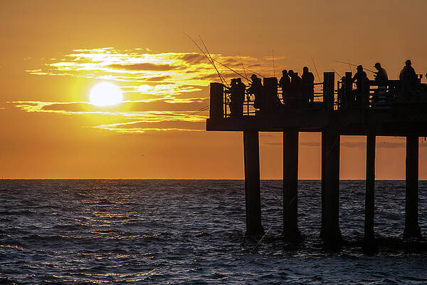 California Photograph - Sunset Fishing In Redondo by Ed Clark