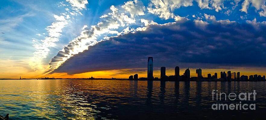 Reflection Photograph - Sunset On The Hudson 02 New York by Debra Banks